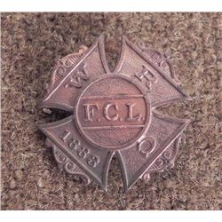 WOMEN'S RELIEF CORPS-1883-FCL MEMBERS BADGE-REVERSE  PA