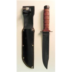 MILITARY TYPE FIGHTING & SURVIVAL KNIFE & SHEATH-7 1/4 