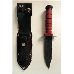 FIGHTING KNIFE & SHEATH--DOUBLE EDGE - SAWTOOTH