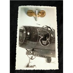 WWII PILOTS INSIGNIA--W/ORIG FGHTR PLANE NOSE ART PHOTO
