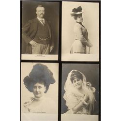 4 Antique German Postcards w/ Teddy Roosevelt, Theater