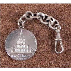 WWII ERA PARIS-LES INVALIDES WATCH CHAIN & FOB W/ CLIP