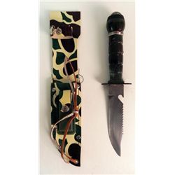 VINTAGE HUNTING/SURVIVAL FIGHTING KNIFE-SHEATH, COMPASS