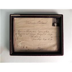 GERMAN WWI FRAMED DOCUMENT W/ PIC OF REGT 74 SOLDIER