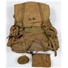 Image 1 : Vintage WWII US Army Backpack Rucksack Canvas Bag Belt