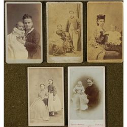 5 Antique CDV Photographs Families, Children, Babies