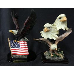 TWO PATRIOTIC U.S. EAGLE STATUES