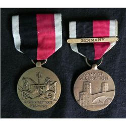 2 WWII US Occupation of Germany Army Navy Medals