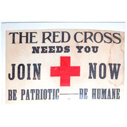 Vintage WWII The Red Cross Needs You Fabric Poster