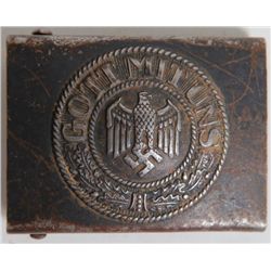 NAZI WEHRMACHT EARLY STEEL BUCKLE WITH EAGLE & SWASTIKA