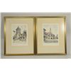 Image 1 : Pair of German Hand Tinted Etchings Signed Indistinctly