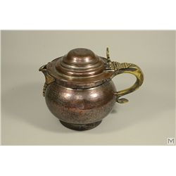 Late 18th C. Irish Silvered Hammered Copper Tankard Jug - Inset with Irish Half-Penny 1775