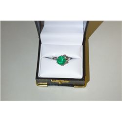 Estate Jewelry: ROUND EMERALD 14K GOLD RING 3.05CT