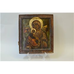 C1860 Antique Russian Icon - Madonna Surrounded by Angels