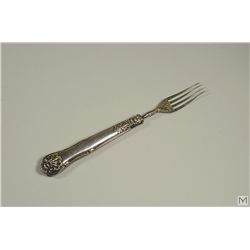 Hallmarked Tines and Handle Sterling Silver Fork C. 1890