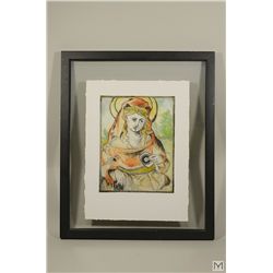 Colored Etching in The Renaissance Style Signed on Reverse