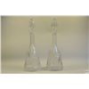 Image 1 : Rare Pair of Bell Form Cut Crystal Decanters with Stoppers - Pinwheel Design