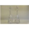 Image 2 : Rare Pair of Bell Form Cut Crystal Decanters with Stoppers - Pinwheel Design