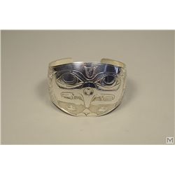 NWC Barry Wilson Carved Silver Bracelet T-Bird & Thunder Spirit