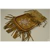 Image 2 : Old Plains Smoked Deer Skin Hide Bag with Beaded Snowflake and 4 Directions