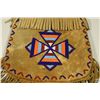 Image 3 : Old Plains Smoked Deer Skin Hide Bag with Beaded Snowflake and 4 Directions