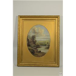 19th C. Scottish Oil on Artist Board The Giant Staircase, Unsigned