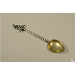 Antique Australian Parcel Gilt Silver Teaspoon With Aborigine and Boomerang Finial