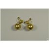 Image 2 : Pair of 18K Gold Ball Earrings - Finely Engraved Design With Later Screw-backs