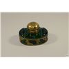 Image 1 : Antique FRENCH Cut GREEN Crystal & Ormolu Mounted Inkwell & Pen Rest