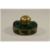 Image 2 : Antique FRENCH Cut GREEN Crystal & Ormolu Mounted Inkwell & Pen Rest