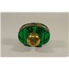Image 8 : Antique FRENCH Cut GREEN Crystal & Ormolu Mounted Inkwell & Pen Rest