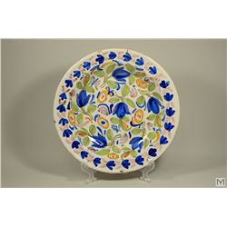 Antique Eastern European Glazed Platter - Tulip Design