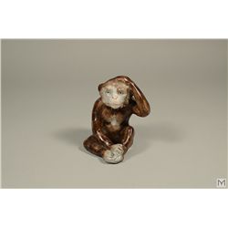 Antique Painted Porcelain Figure of a Monkey