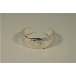 NWC Native Carved Sterling Silver Eagle Bracelet by Barry Wilson Haisla - Kemano, B.C.