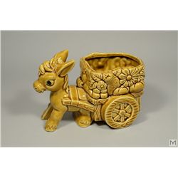 Vintage JAPAN Ceramic Donkey & Wheelbarrow Small Planter