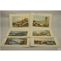 Collection of (6) 19th C. Chromolithographs Africa - Dr. Livingston & Stanley