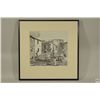 Image 1 : Framed Lithograph of Courtyard Fountain with Buildings & Figures