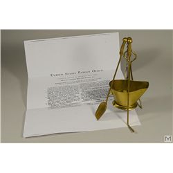 Antique United States Patent Office - Documentation & Model: Miniature Coal Scuttle & Tripod Stand -