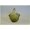 Image 4 : ITALIAN Murano Iridescent Green & Gold Art Glass Handled Vase