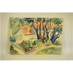 C.1940 Watercolor of Cottage - Apparently Signed: M.L. Woolley?