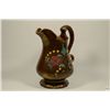 Image 2 : 19th C. Copper Lusterware Pitcher With Swan Neck Handle and Painted Floral Motif