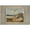 Image 1 : Oil on Canvas Laid down on Masonite East Coast Beach Scene - D. Fromm