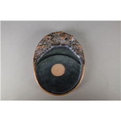 Chinese Ink Stone Carved 5 Bats Qianlong Mk