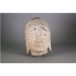 Large Chinese Marble Carved Buddha Head