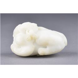 Chinese Carved Shoushan Stone Figure of Fu Lion