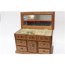 LARGE MUSICAL JEWELRY BOX WITH CONTENTS