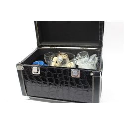 LEATHER BOX WITH CONTENTS