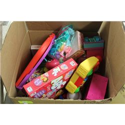 #30 LARGE BOX OF GIRLS TOYS