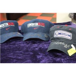 3 OILERS AUTOGRAPHED HATS