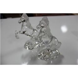2 NACHTMANN 24% LEAD CRYSTAL HORSE FIGURINES